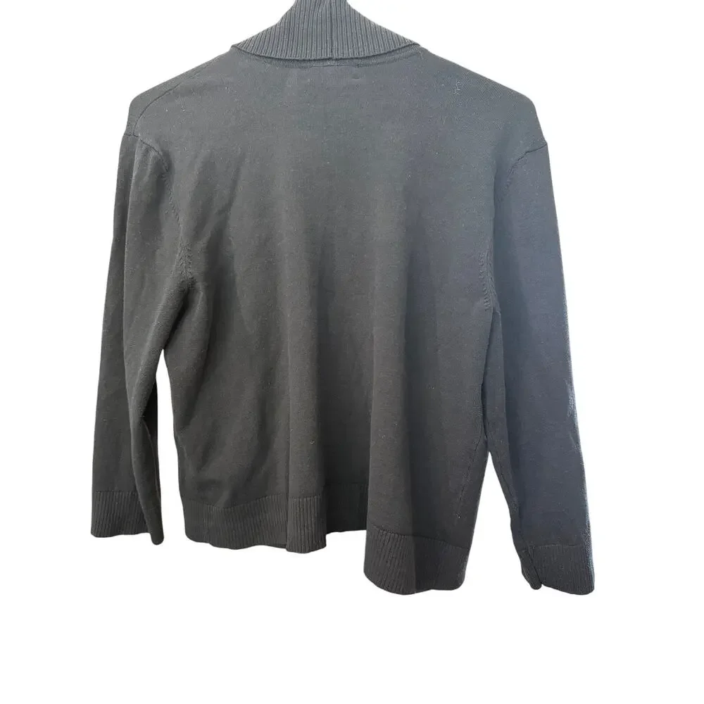 Calvin Klein Black Ribbed Shawl Collar Cardigan Open Front Knit Sweater M